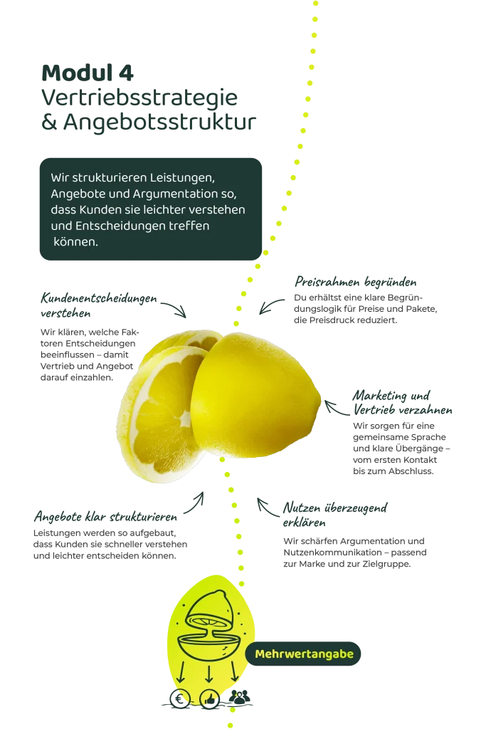 Modul 4: Vertriebsstrategie und Angebotsstruktur – klare Leistungen und Argumentation